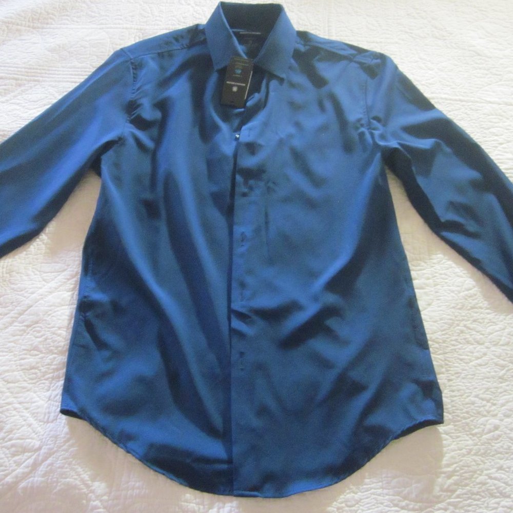 Brooklyn Brigade Shirt M 15.5 Modern Slim Navy Blue Face Mask